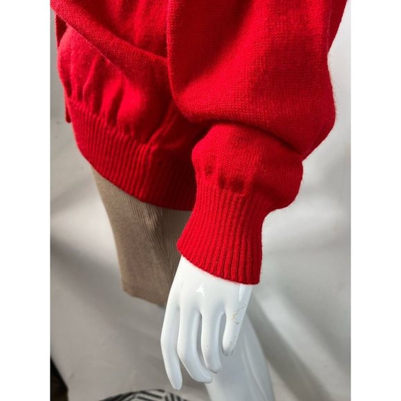 Vintage Laura Lorani Womens Cardigan Sweater Red Wool Surplice Long Sleeve EU 42 - Picture 7 of 12